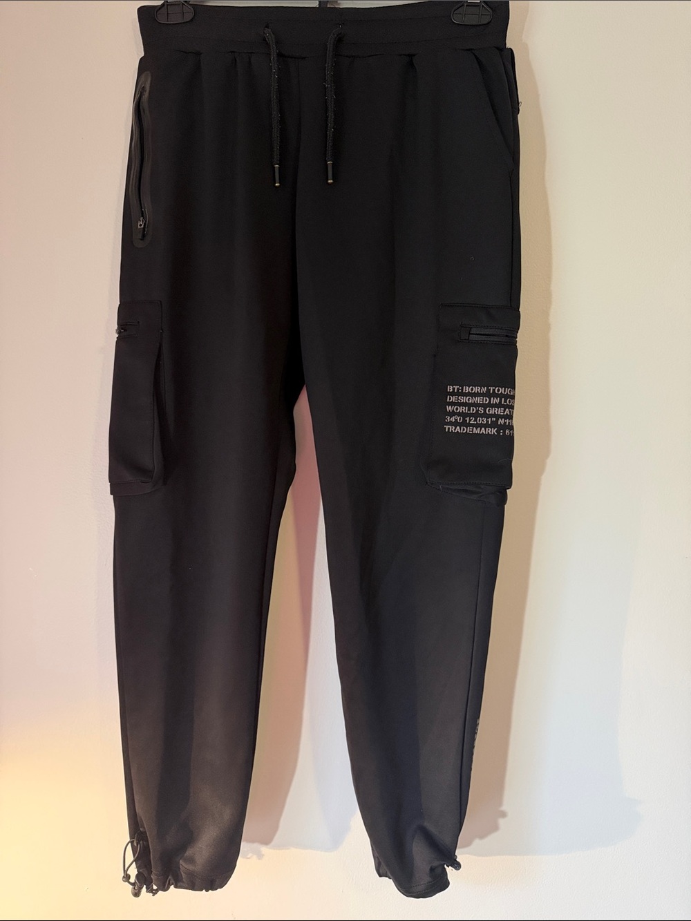 Born Tough Black Men’s Cargo Jogger Pants with Utility Pockets